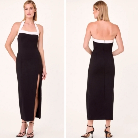 New Nicholas Jane Midi Dress in Solid Black & Milk New Sizes Medium Large